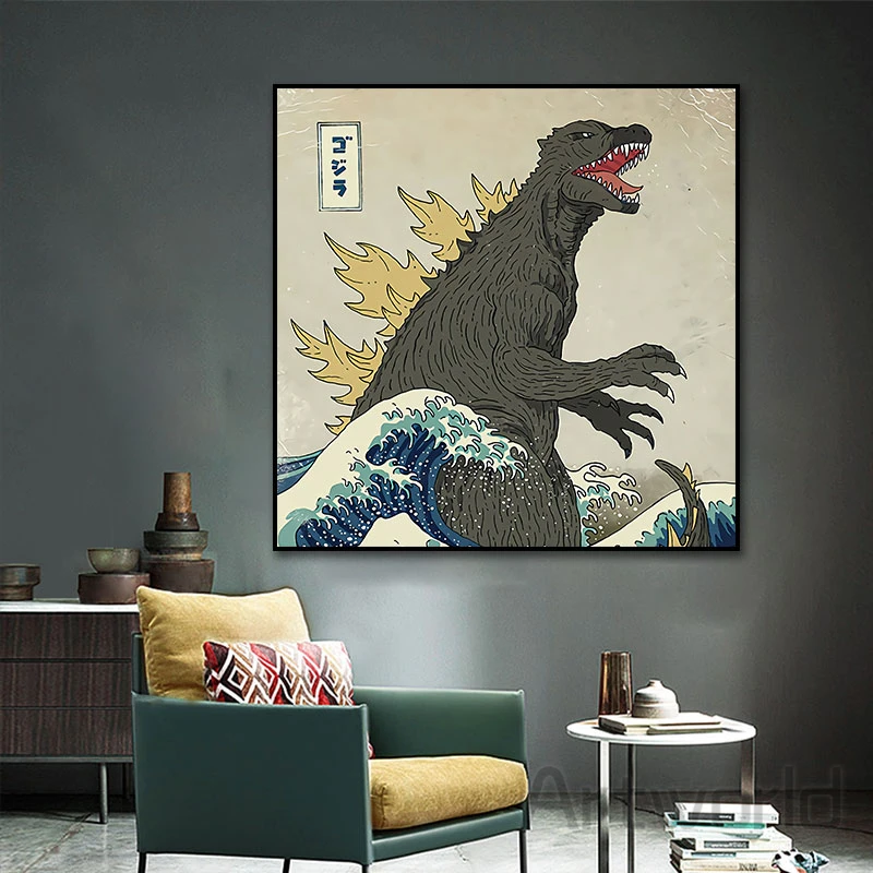 

The Great Beast Off Kanagawa Canvas Paintings Abstract Wall Art Posters and Prints Animals Wall Picture for Kids Room Home Decor