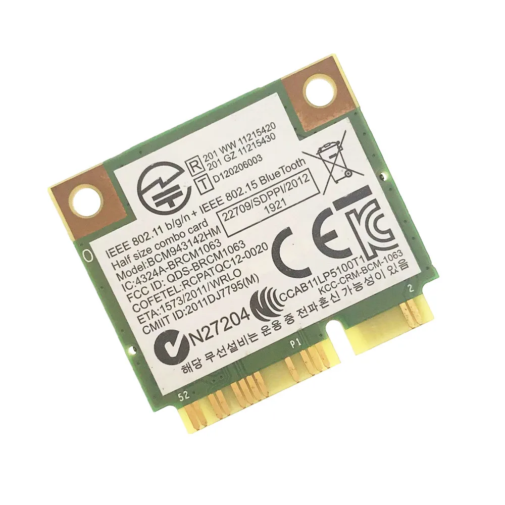 For Broadcom BCM943142HM 43142HM 802.11 b/g/n Wifi + Fit for Bluetooth 4.0 Half Mini PCIe Wireless Card | Компьютеры и офис