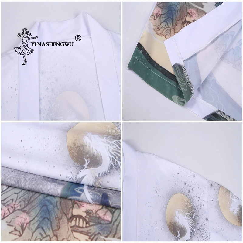 Yukata женский кимоно кардиган мужской традиционное японское кимоно рубашка костюм косплей китайский стиль мужской Дракон Карп принт пальто