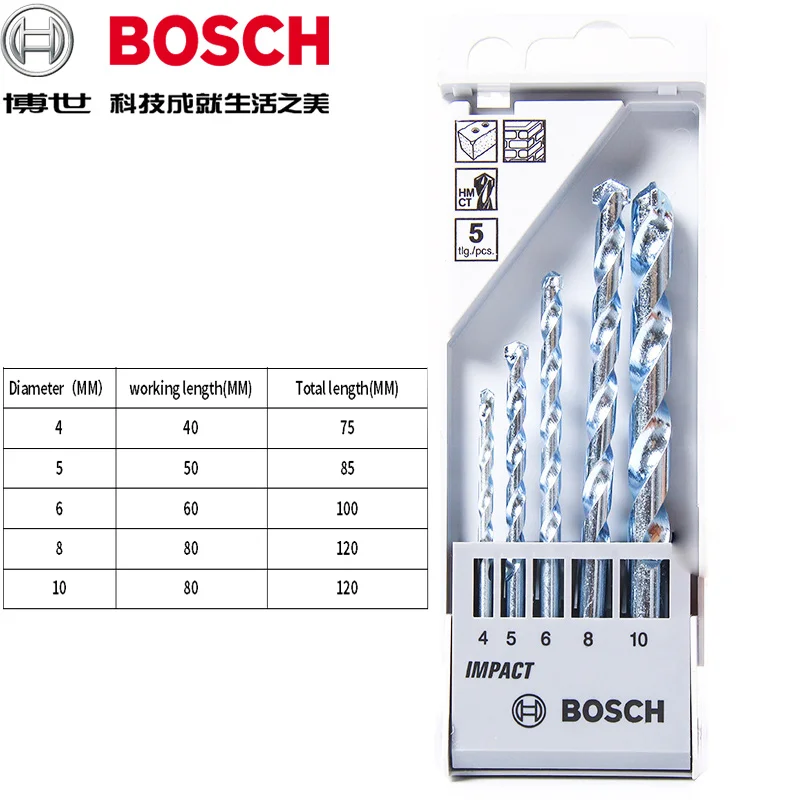 Bosch набор ударной дрели высокое качество Вольфрам карбида сверло по бетону набор 3/5/8 шт
