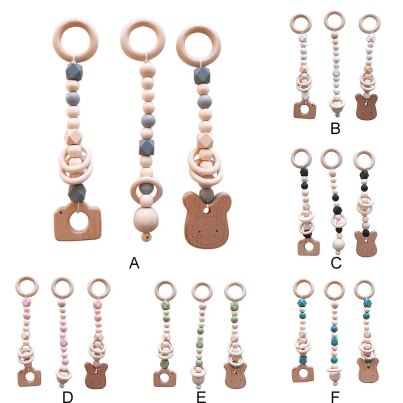 

Photo Props Beads Teether Wooden Baby Toys Nordic Kids Play Gym Wood Bead Hanging Pendant Decoration Toy