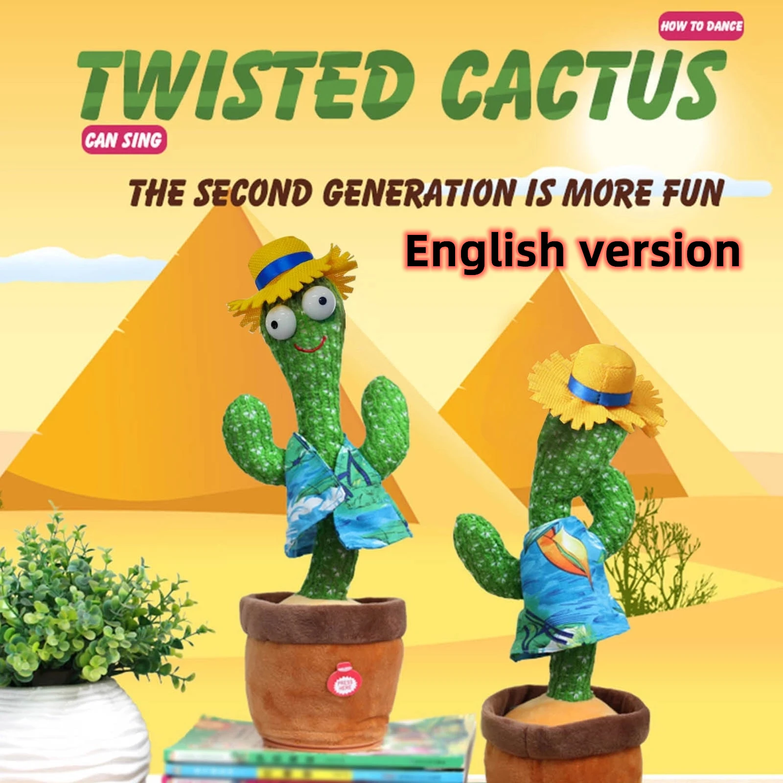 

Dancing Cactus Toy Electric Singing 120 English Songs Soft Doll Babies Luminous Recording Learning To Speak Twisting Plush Toy