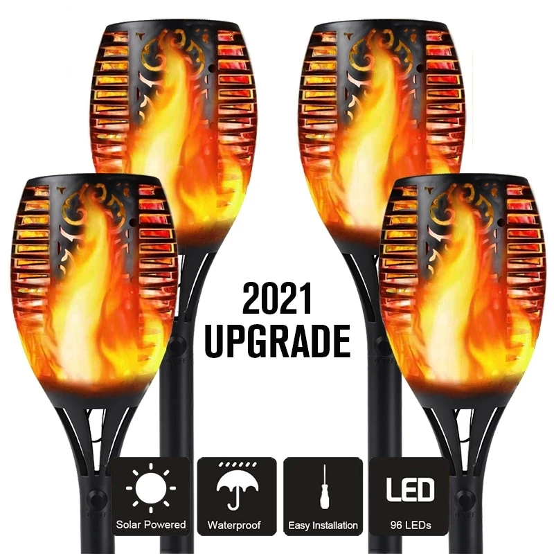 

Hot 51LED 96LED Solar Flame Torch Light Flickering Waterproof Garden Decor Landscape Lawn Lamp Path Lighting Torch Outdoor Light