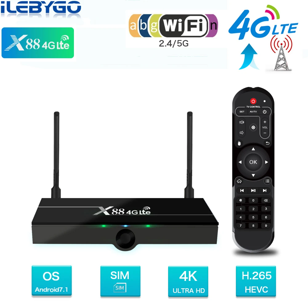 ТВ приставка X88 4G lte Android 7 1 2 Гб RAM 16 Smart Set Top Box Assistant RK3328 Quad core 4/5G dual Wifi Youtube