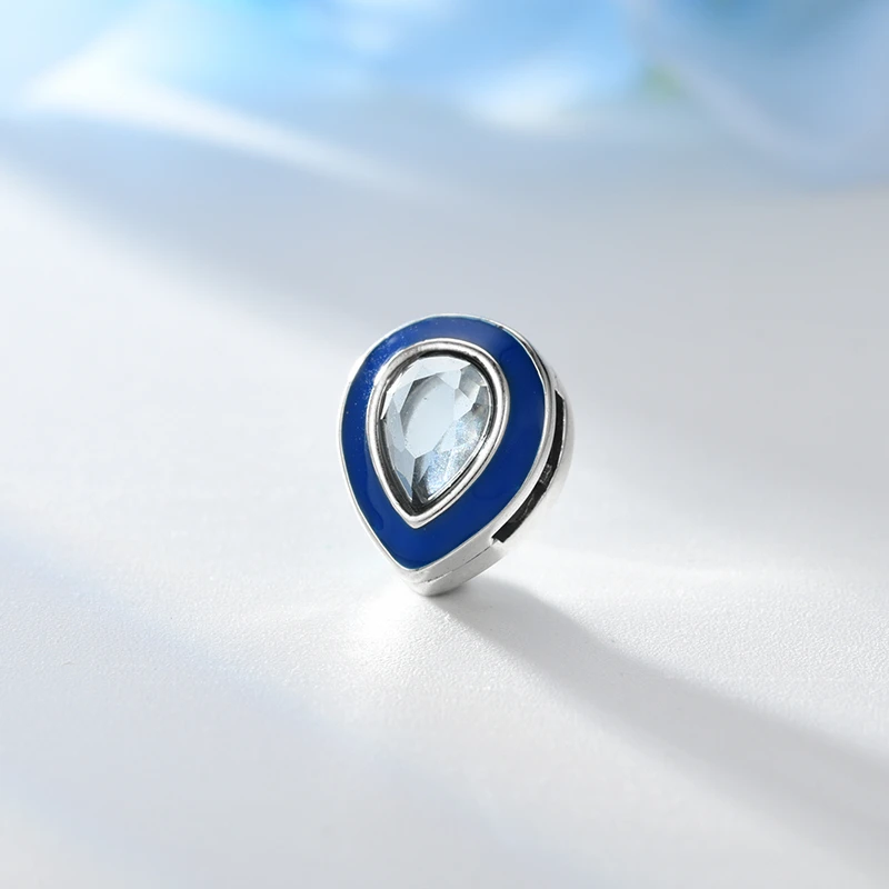 DEVOLOVE 925 серебро рефлексионы клип Подвески синий эмаль кристалл с бисером для