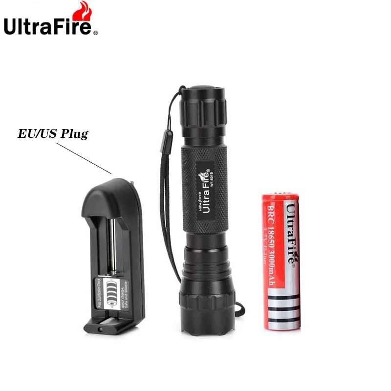 100% UltraFire WF 501B тактический фонарик T6/L2/V6 светодиодный костра 18650 батарея 1/5 Режим