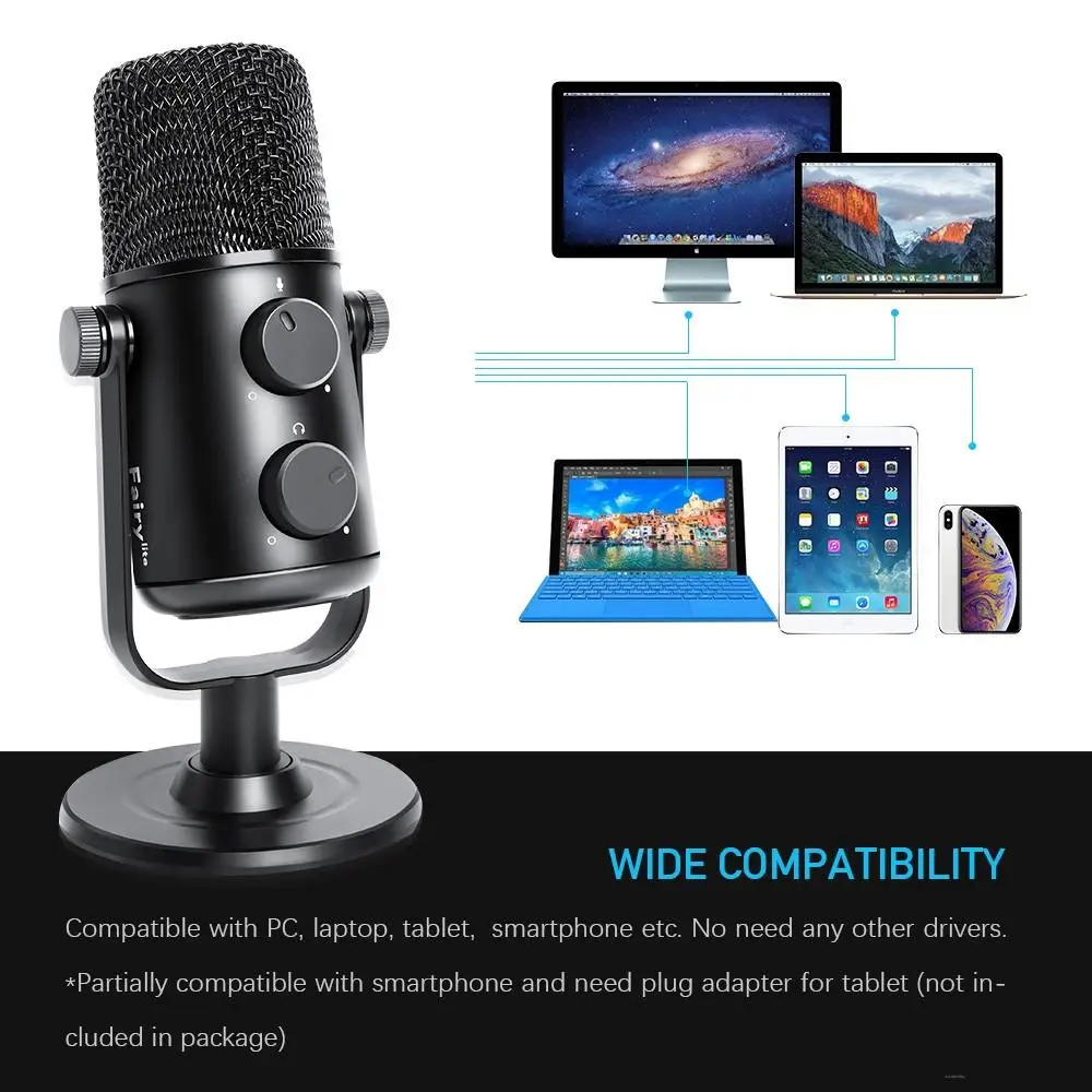 Конденсаторный USB-микрофон микрофон для студийной записи с кардиоидным экраном