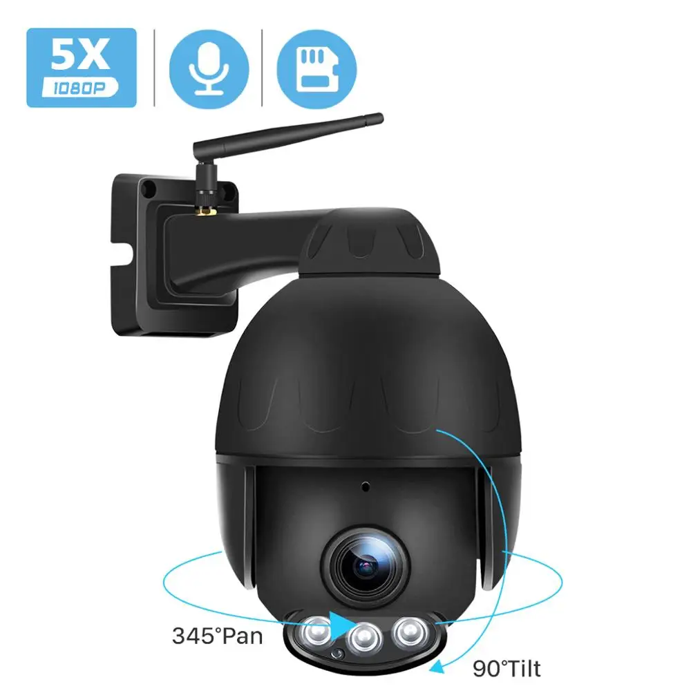 Besder PTZ 5X оптический зум Мини Открытый 1080P Wifi скорость купольная камера IP66 водонепроницаемый двухстороннее аудио 50 м ночное видение беспроводной P2P