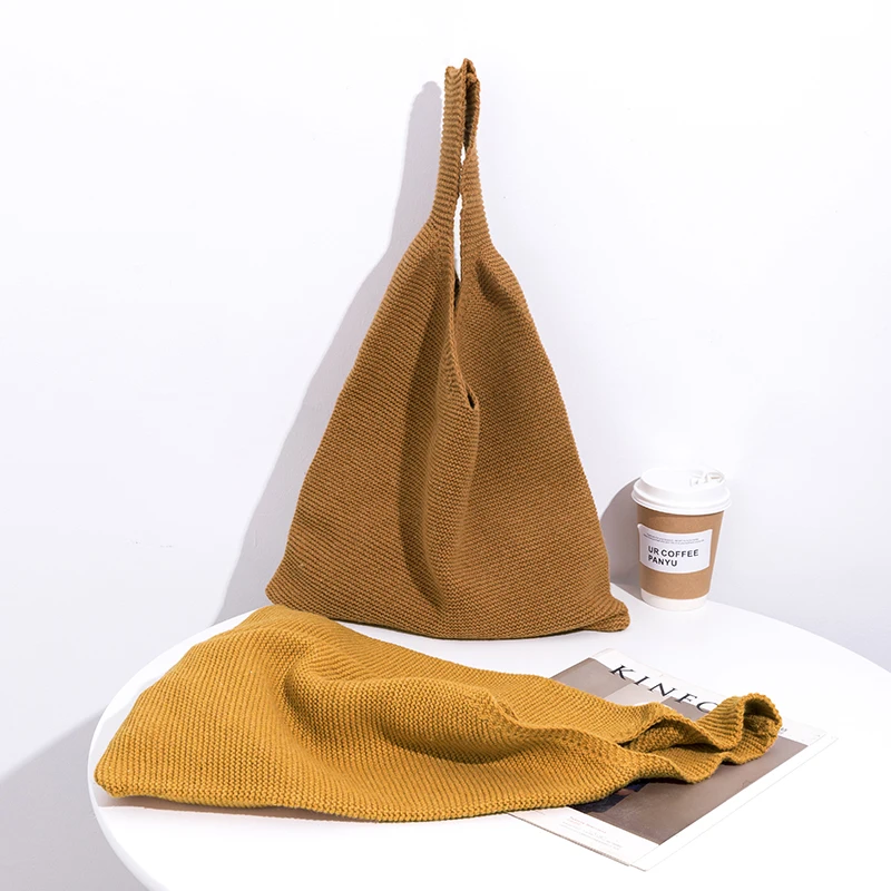 Женская осенне зимняя модная мягкая вязаная Большая вместительная сумка