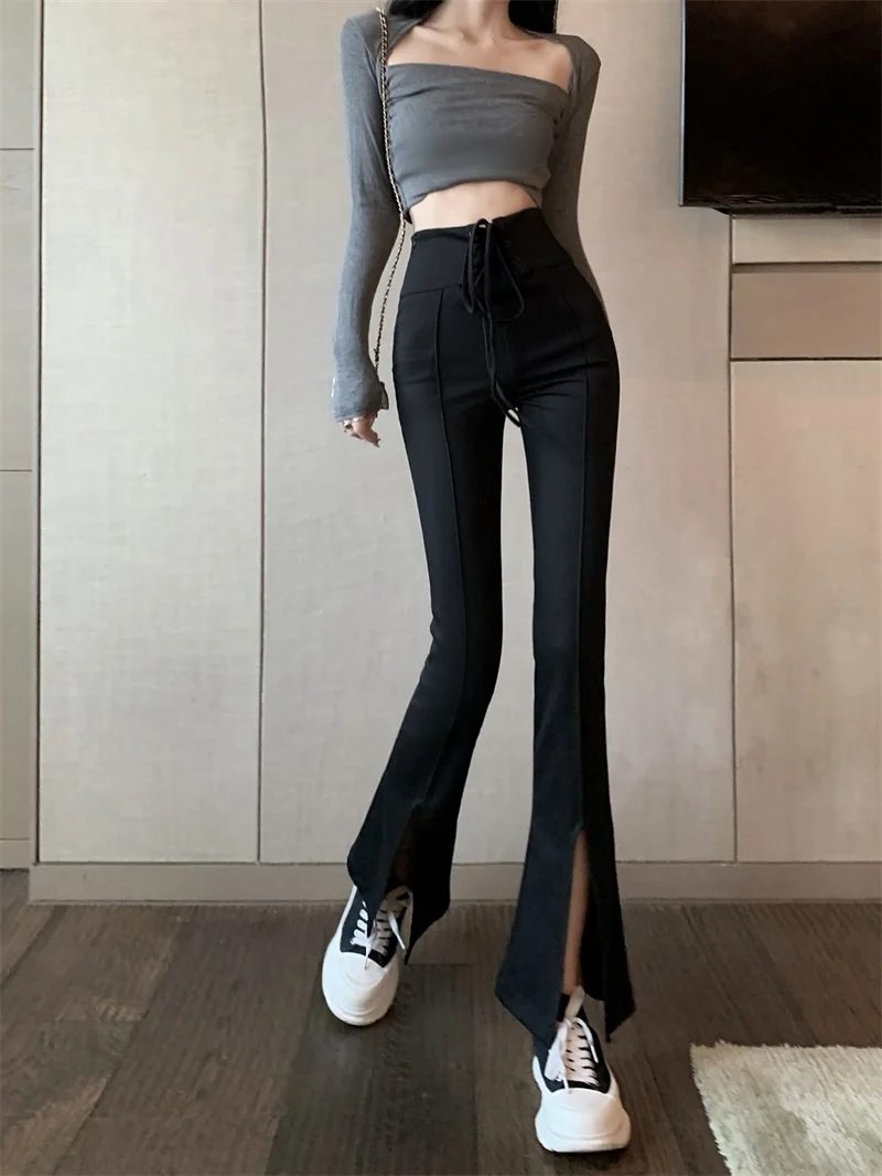 

Брюки женские с завышенной талией, на шнуровке, на раннюю осень