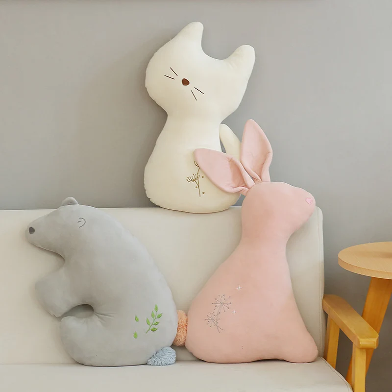 

1pc 25*45-61*33cm Plush Pillow Sofa Cushion rabbit cat whale white bear Present Toys Children Baby Birthday Gift