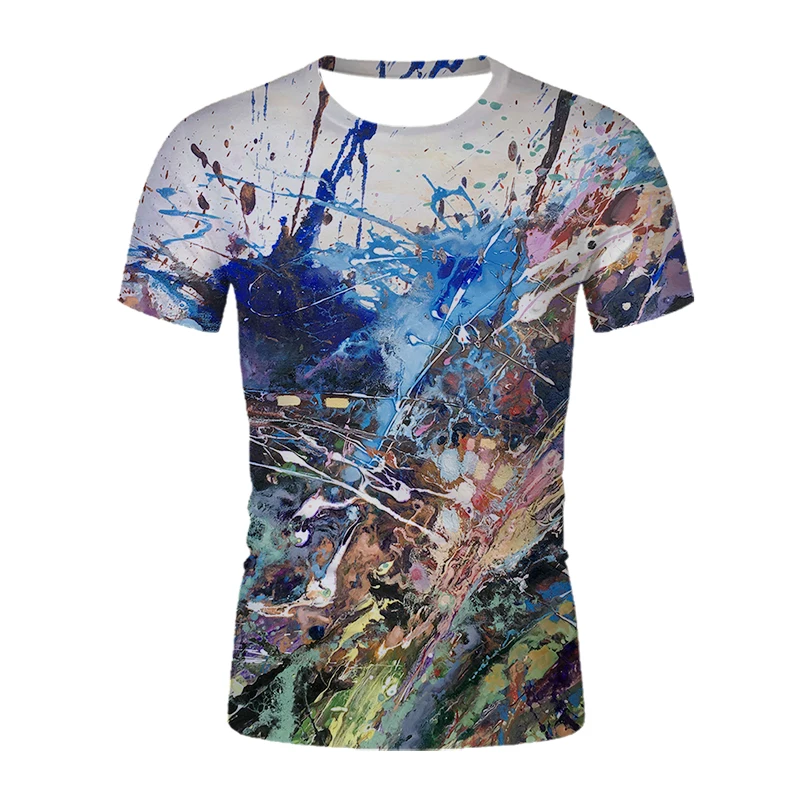 

2021 New Women Tops 3D oil painting Print T Shirt Summer Short Sleeve O-Neck Loose Casual Streetwear Female Plus Size XXS-6XLTee