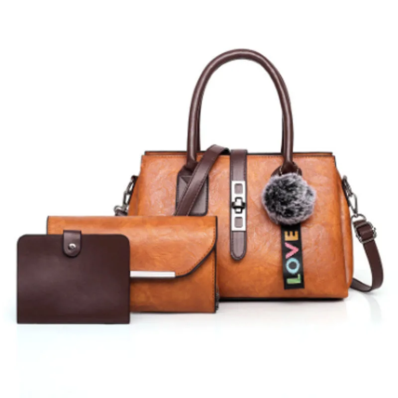 

New women's bag fashionable handbag versatile fashion one shoulder cross-body women's three-piece handbag purse card bag