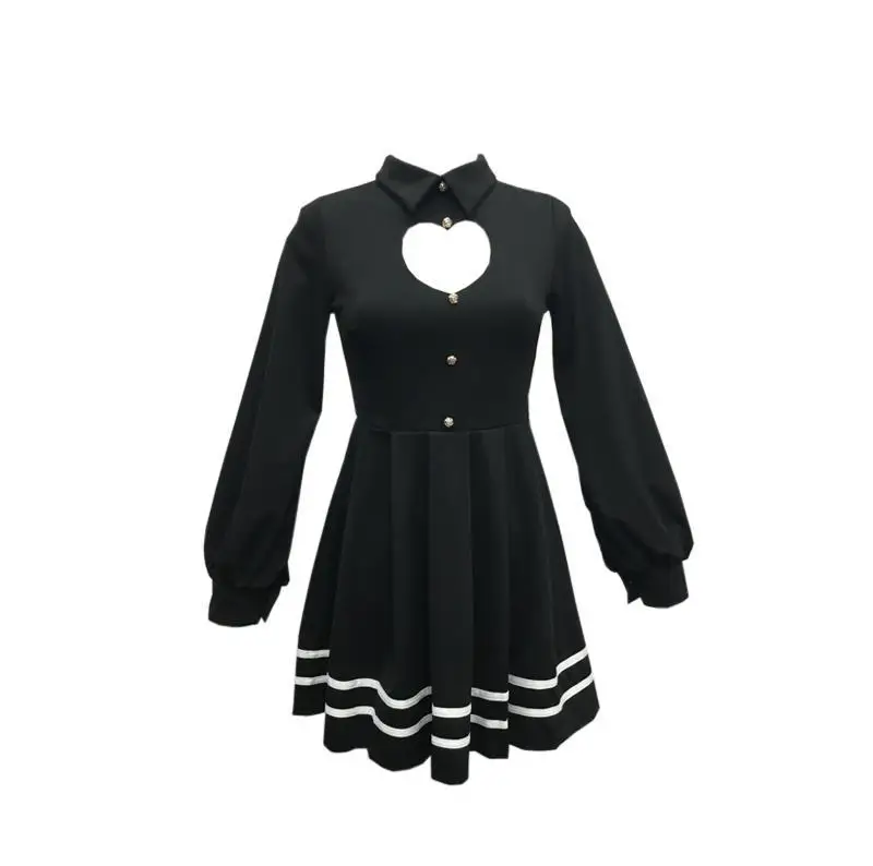 

Spring Korean Sexy Pleated Red Dress female Sweet Cute Hollow Heart Slim Ladies Party Dresses Kawaii Mini Shirt Dress wj2114