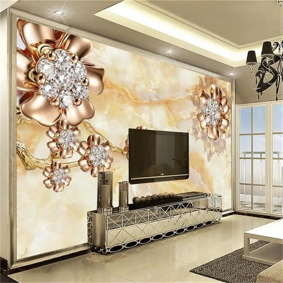 

custom 3d photo wallpaper living room bed room mural Marble jewelry flower 3d picture sofa backdrop wallpaper for wall 3d
