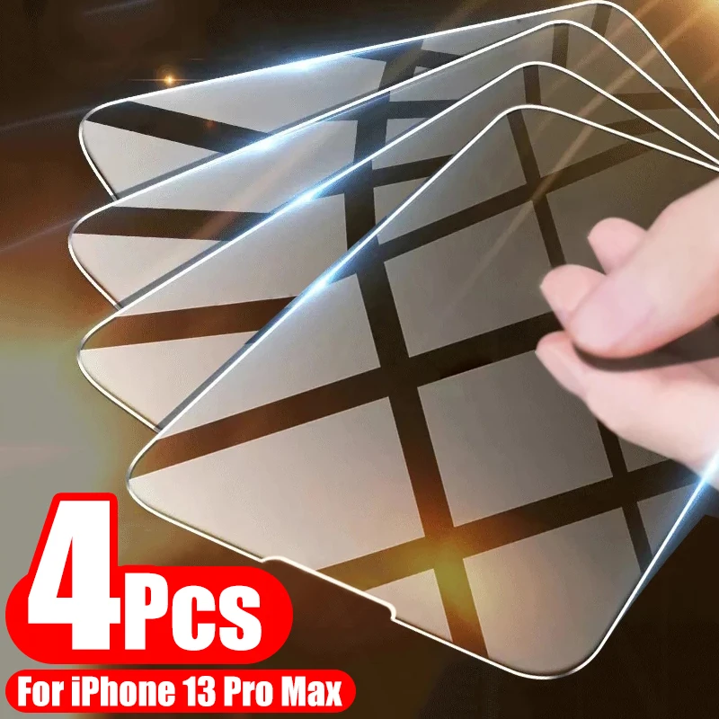 

4PCS Full Cover Protective Tempered Glass On For iPhone 11 12 13 Screen Protector For iPhone 11 12 13 Pro Max Mini Glass Film