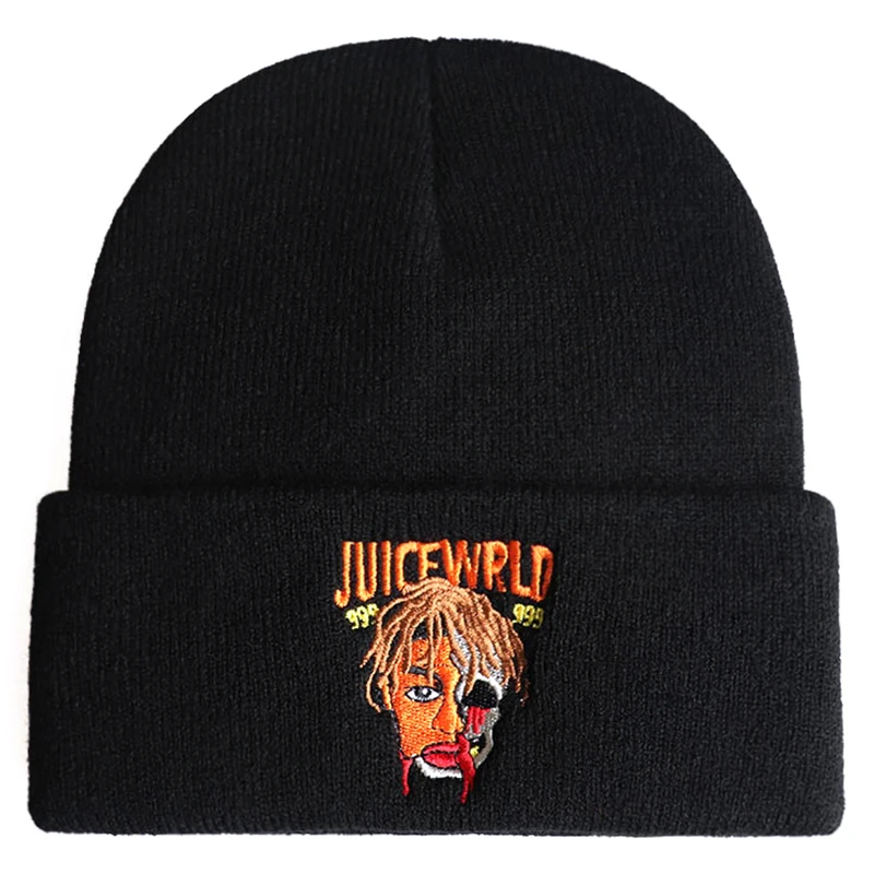 

Juice Wrld 999 Beanie Embroidery Winter Hat Cotton Knitted Hat Skullies Beanies Hat Hip Hop Knit Cap Dropshipping Casual