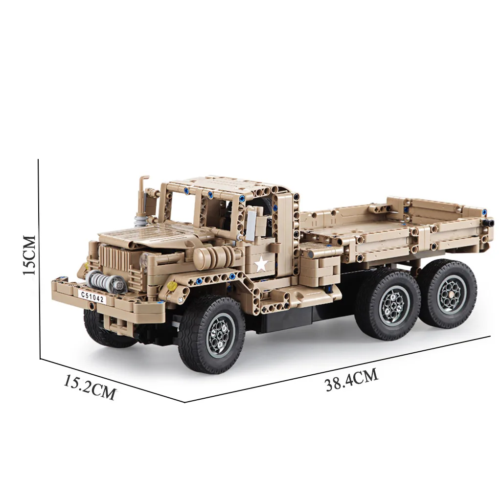 

1:10 Military Truck 2.4G Remote Control Car DIY Assembled Electric Truck Building Blocks Bricks Toys For Children Gifts RC Car