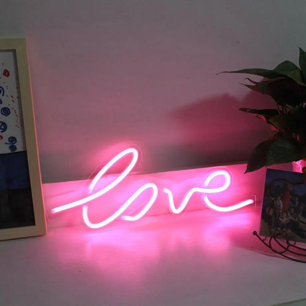 Love Светодиодный неоновый светильник для дома, неоновая вывеска, панельный светильник s, для рождественской вечеринки, магазина, для дома, настенное неоновое украшение, 12 видов, красочная неоновая лампа Love Hello - Lampshade Color: Love