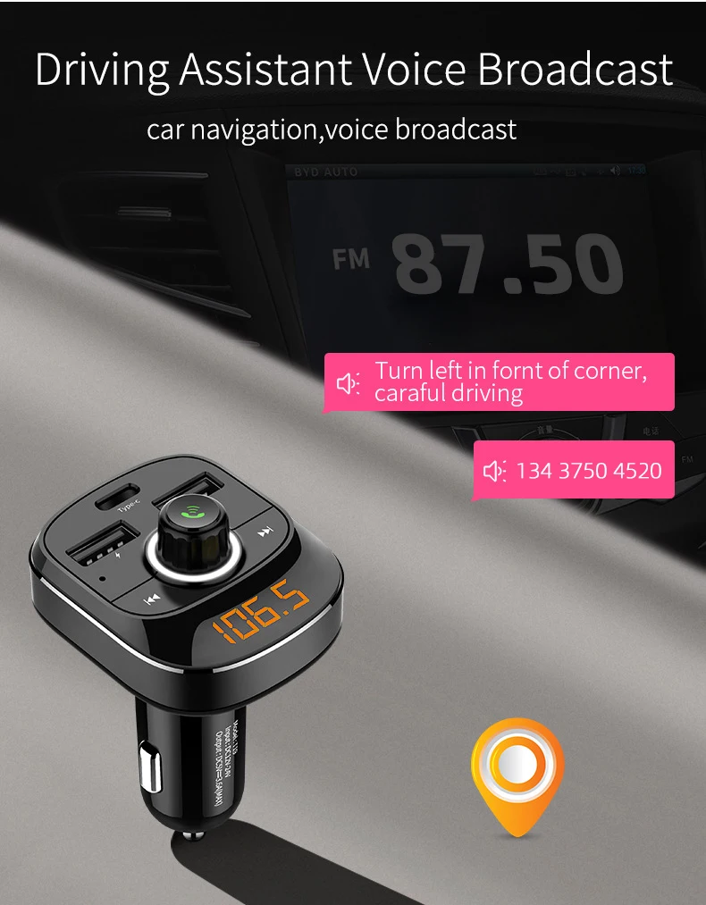 Автомобильный MP3-плеер, Bluetooth, fm-передатчик, автомобильный комплект громкой связи, аудио, MP3 модулятор, 1,1 дюймов, дисплей, 3.1A, USB, автомобильное зарядное устройство