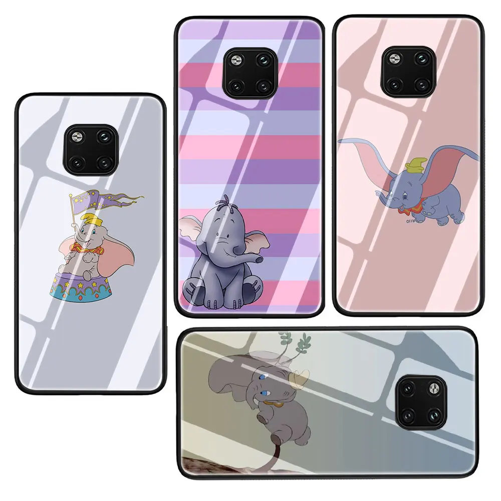 Милый чехол из закаленного стекла Dumbo чехол для Huawei P10 P20 P30 mate 20 Honor 9 10 Lite Pro 7A 8X P Smart