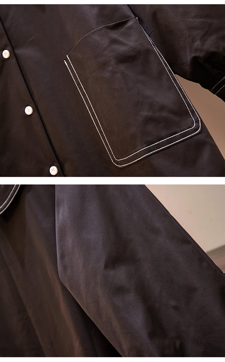 

M-4XL Plus Size Long Trench Coat Autumn 2019 Fashion Turn-down Collar Long Sleeve Single-breasted Loose Casual Women Clothes