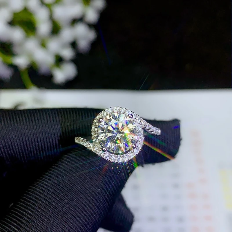 BOEYCJR 925 серебро 0.5ct/1ct/2ct/3ct F цвет Moissanite VVS обручальное свадебное кольцо с