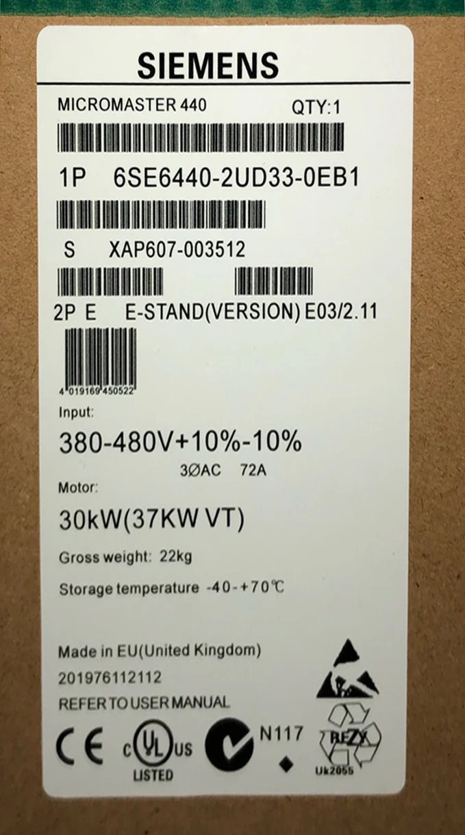 New in box MICROMASTER 440 Инвертор серии 6SE6440 2UD33 0EB1 30KW 380 В включают боп Панель с Бесплатная