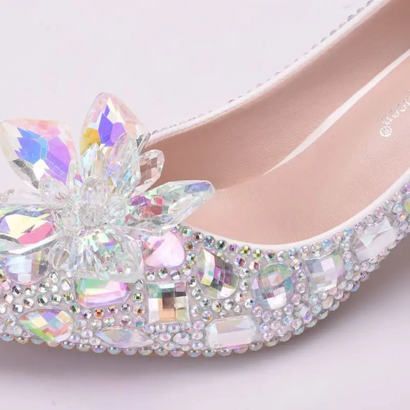 Sexy Pumps Wedding Women Fetish Shoes women pumps Party banquet PU Rhinestones Slip On 5CM Thin High Heels Pointed Toe Shallow