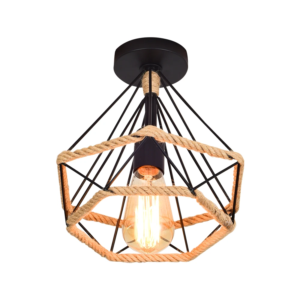 Промышленный винтажный подвесной светильник s с пеньковой веревкой Ретро