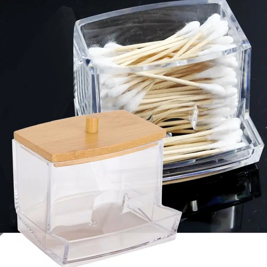 Коробка для хранения Прозрачная банка приправ бамбуковая крышка хлопок тампон