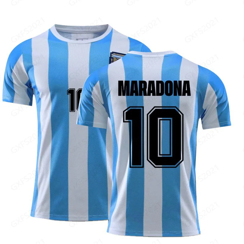 

2021 Summer Retro Maradona 10 T-shirt Men's and Women's Naoli Football Wind Top 1986 1987, 1988 T-shirt Quick Dry 110-6XL