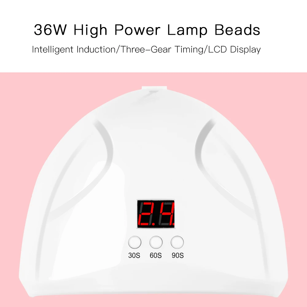 36W UV LED Lamp 12 Leds Nail Dryer High Powder Uv Nails For Manicure Gels With LCD Display Gel USB | Красота и здоровье