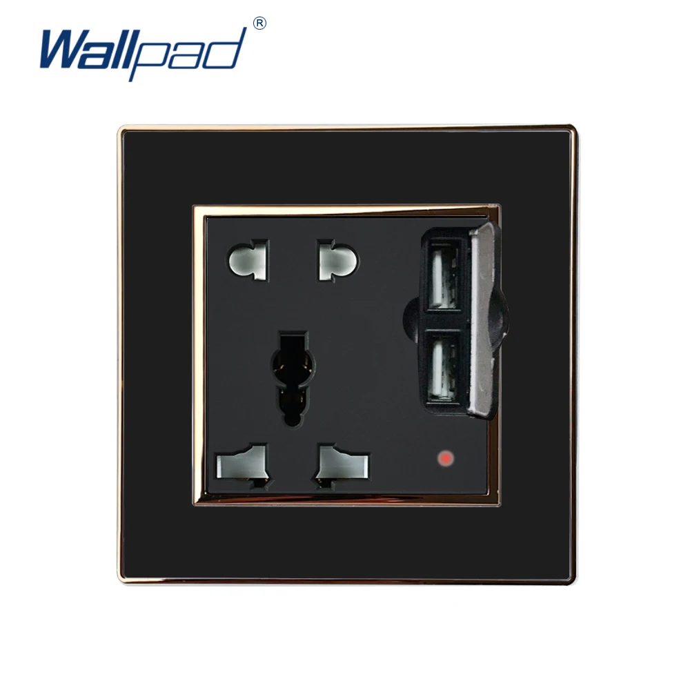 Black Gold 5-контактный разъем с 2 портами(стандарт Порты и разъёмы 5V 3100mA Wallpad люксовые клавишные настенные Usb Зарядное устройство электрический Мощность выход зеркальный акриловый чехол-Панель Tomada - Цвет: Black Gold