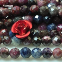 mamiam natural ruby sapphire faceted round stone 3 8mm smooth loose beads diy bracelet necklace jewelry making gift design