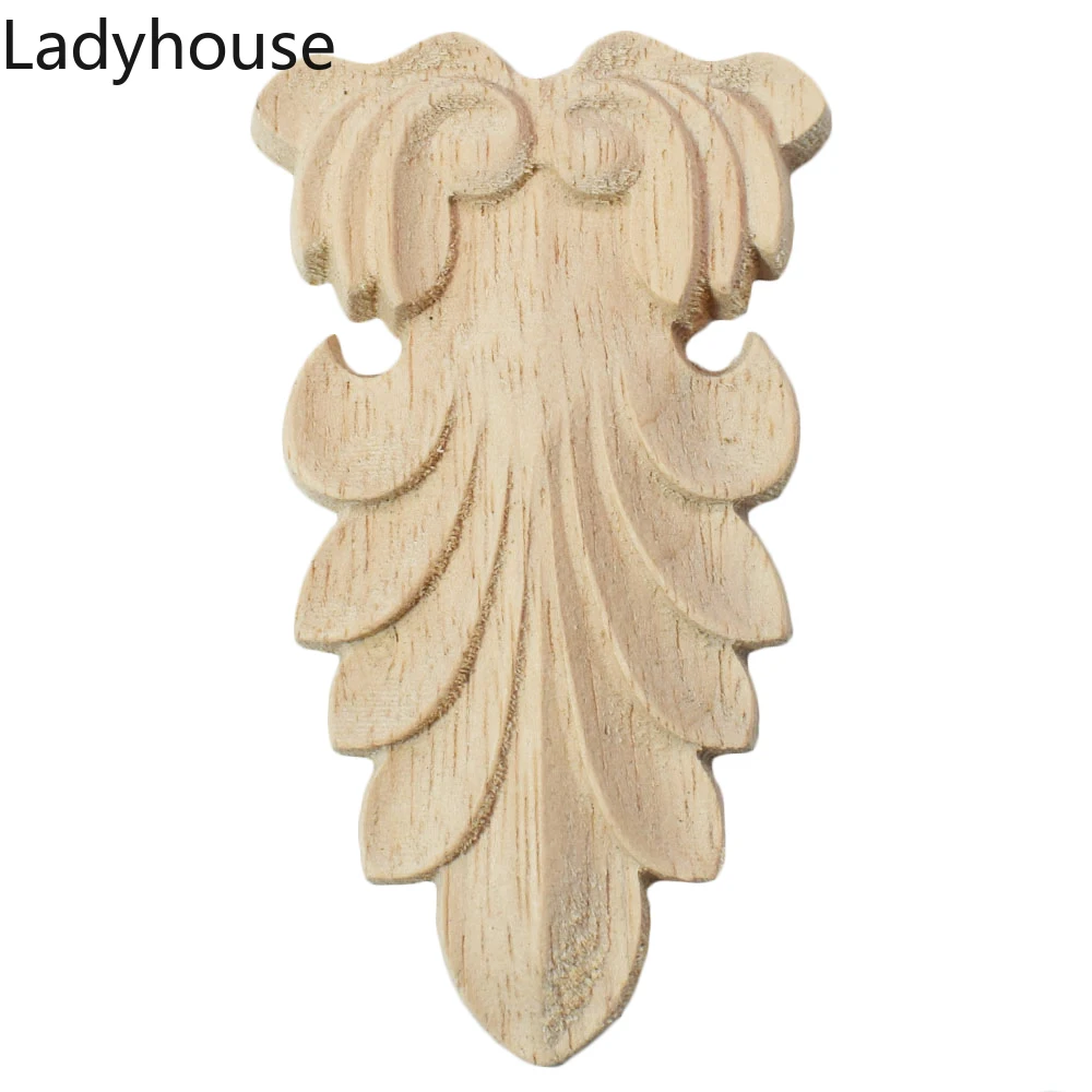 

4PCS 8/12CM European Style Applique Stigma Flower Architectural Decoration Solid Wood Carved Beam Support Vintage Home Decor