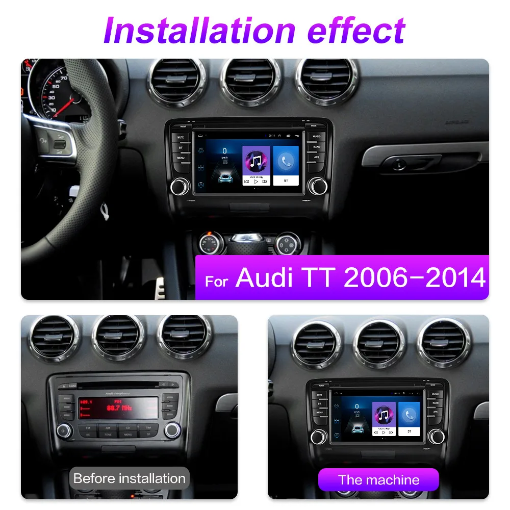 Автомагнитола 2DIN 4G Android мультимедийный видеоплеер для Audi TT MK2 8J 2006 2007 2008 2009 2010 2011 2012