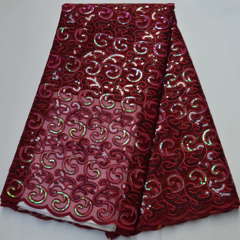 (5yards/pc) latest arrival royal blue African tulle lace fabric with delicate sequins embroidery high quality for dress FLP220 | Дом и сад