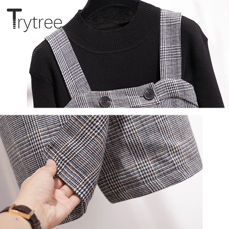 Trytree/осенне зимний комплект из двух предметов Повседневный Однотонный свитер с