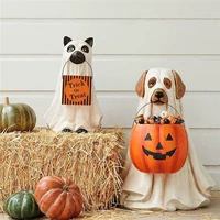 halloween ghost candybowl statue dogcat pumpkin trick or treat sculpture halloween ornaments resin crafts home garden decor