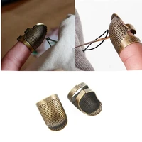 1pc retro brass sewing finger protector thimble ring handworking needlework needles craft household diy sewing tools accessories
