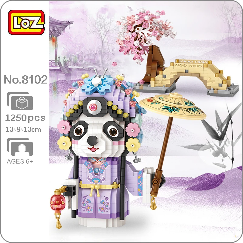 

LOZ 8102 Animal World Beijing Opera Panda Bridge Umberalla Architecture DIY Mini Blocks Bricks Building Toy for Children no Box