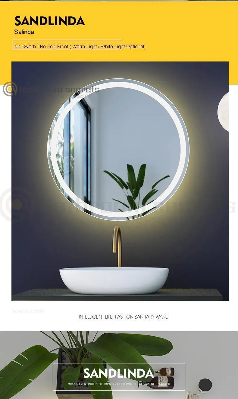 Smart Mirror Touch Screen Led Luminescent Lamp Antifogging Bathroom Mirror Washroom Mirror Wall Hangs Round Mirror Wall
