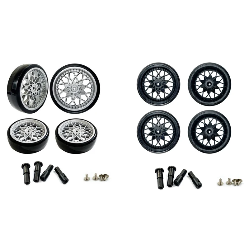 

for WPL D12 Tires 4Pcs Wheel Rim Wheel Hubs Rubber Tires with 5mm Metal Hub Hex Adapter RC Car Upgrade Parts