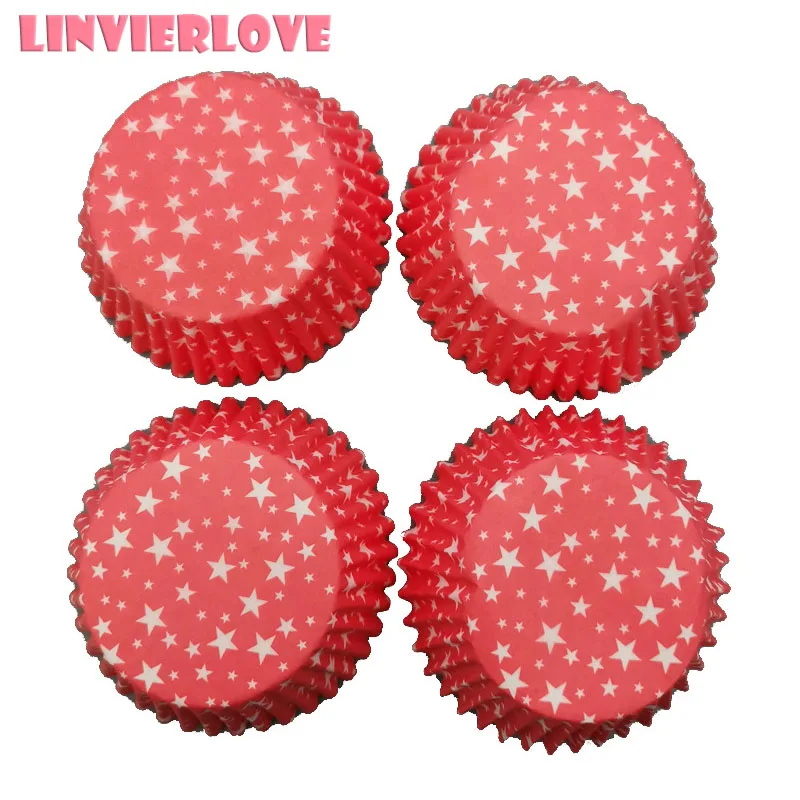 LINVIERLOVE 100 шт маленькие звезды бумажные обертки для кексов выпечки чашки коробки