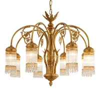 french pendant lights luxury crystal gold villa retro living room lamp dining room bedroom copper light fixtures