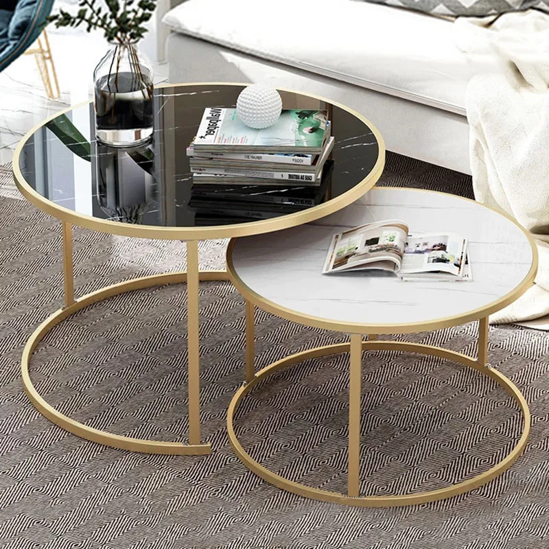 Mesa de centro de lujo ligera de estilo nórdico, mueble de esquina con diseño de mármol para dormitorio
