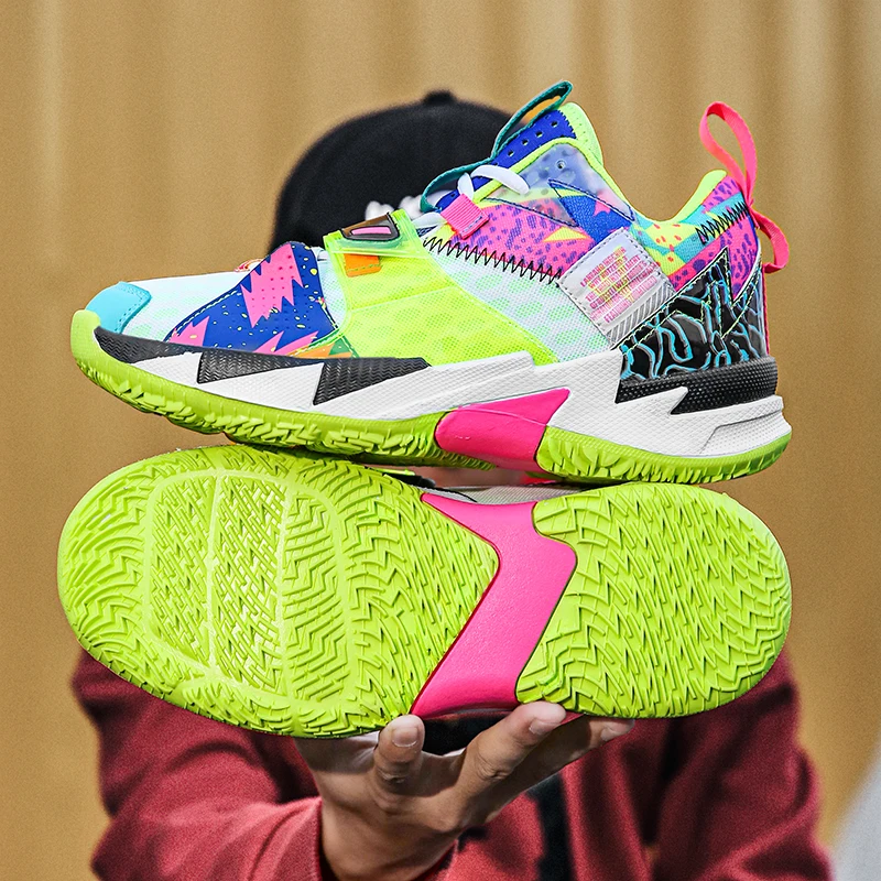 

Non-slip Basketball Shoes Men Air Shock Outdoor Trainers Light Sneakers Young Teenagers High Boots Basket