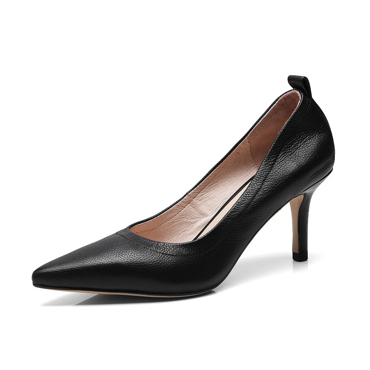

New high quality leather pointed light mouth thin heel Brown high heel shoes for women's in spring 2019