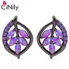 Серьги-гвоздики женские с золотистый цвет пурпурный цирконием, с огненным опалом